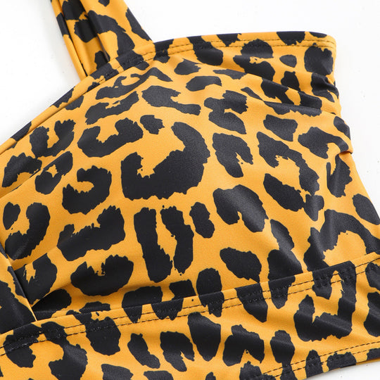 Damen Triangel-Bikini mit modischem Leopardenmuster und durchdachten Trägerdetails EB