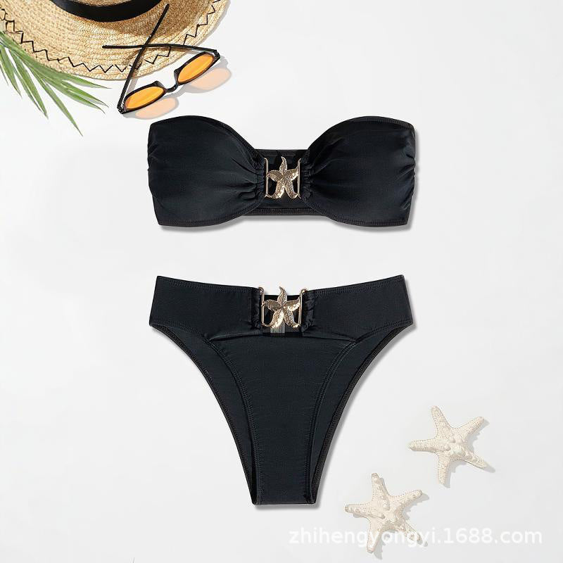Damen Bandeau-Bikini mit elegantem Designelement EB