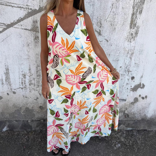 Damen Sommerliches Maxikleid mit buntem Tropenmuster EB