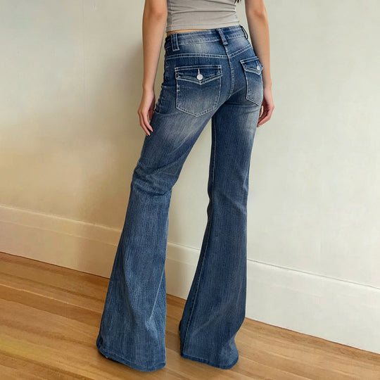 Damen Flared Jeans im lässigen Vintage-Stil mit hohem Bund und stylischen Waschungen EB