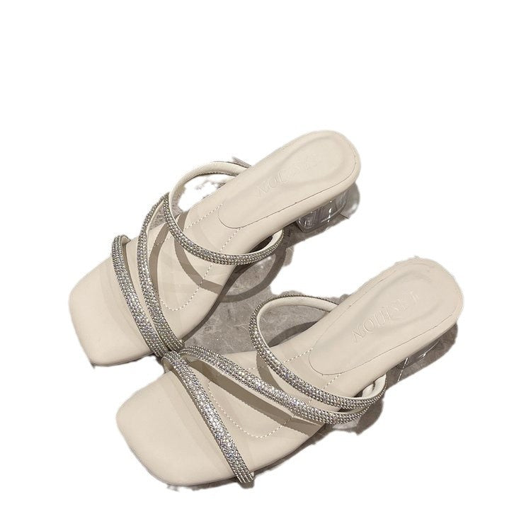 Damen elegante Sandaletten mit funkelnden Riemen EB