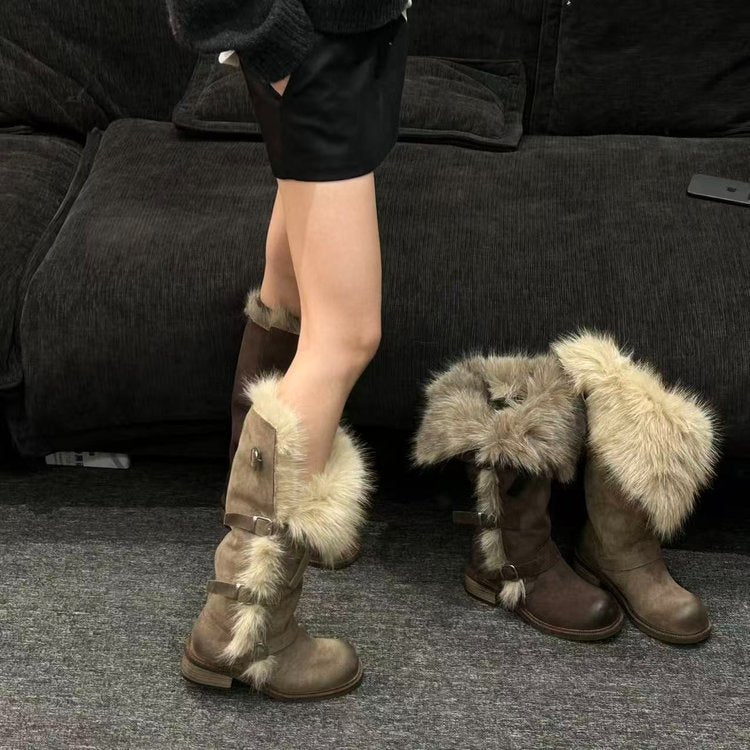 Damen Winterstiefel mit luxuriösem Kunstfellkragen und strapazierfähiger Sohle EB