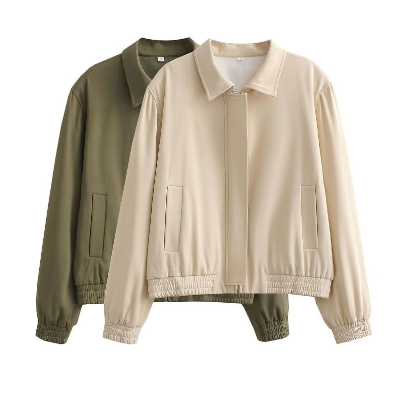 Damen sportliche Übergangsjacke mit elastischem Saum und praktischen Taschen EB