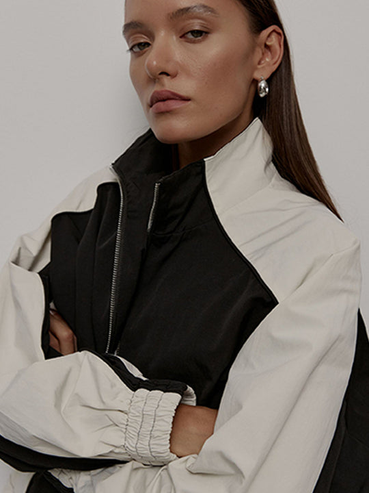 Damen nan sportive Oversize-Trackjacke mit hohem Stehkragen und Raglanärmeln EB