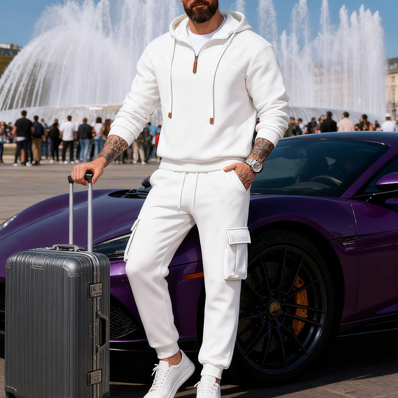 Herren Cargo-Joggerhose mit multifunktionalen Klapptaschen elastischem Bund und gerippten Bündchen EB
