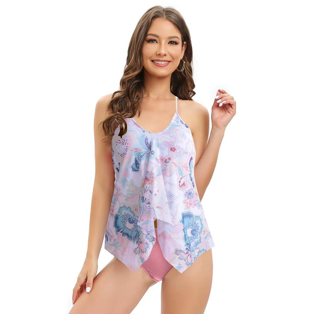 Damen Tankini-Set mit floralem Überrock und verstellbaren Trägern EB