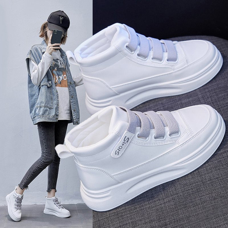Damen Sportliche High-Top Sneakers mit verstellbaren Riemen EB