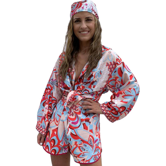 Damen Blusenset mit floralem Muster und Shorts EB