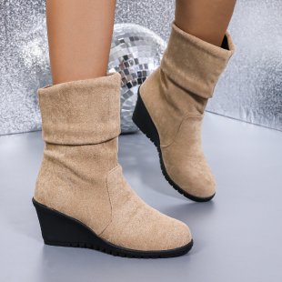 Damen Modische Wedge-Stiefeletten aus weichem Wildleder EB