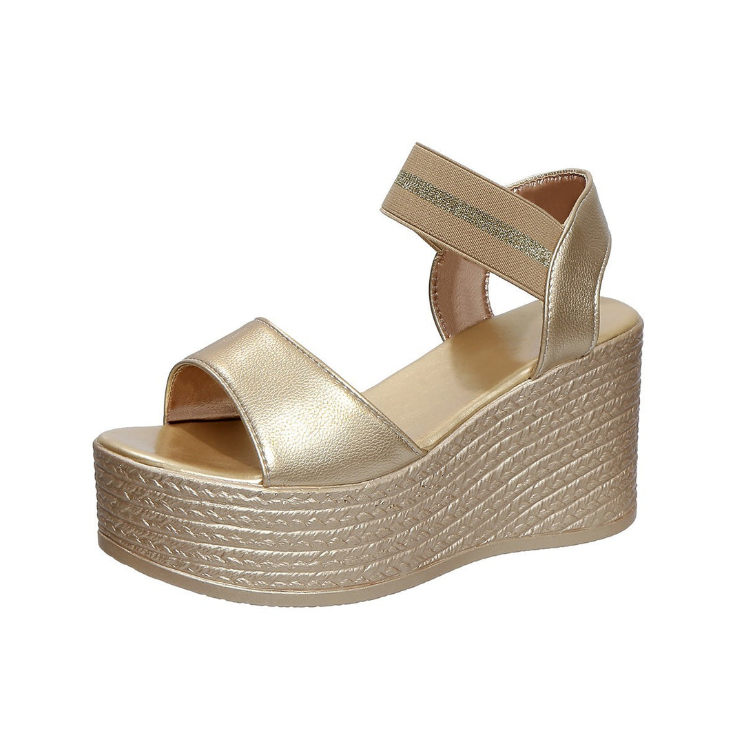 Damen Plateausandaletten mit elegantem Riemen und rutschfester Sohle EB