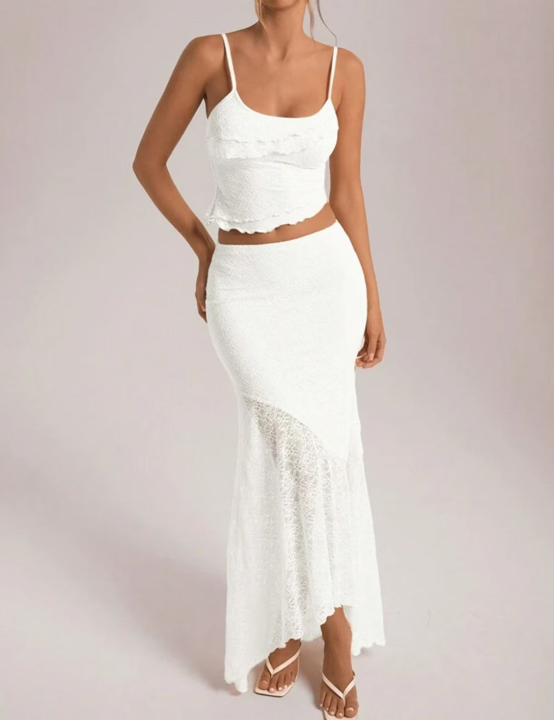Damen Spitzen Set mit Rüschendetails EB