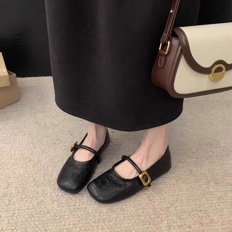 Damen Ballerinas mit verspieltem Riemendesign und elegantem Schnallenakzent EB