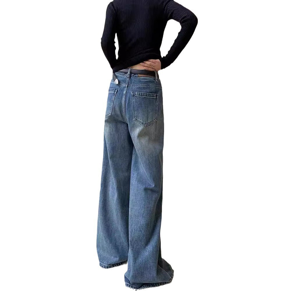Damen Weite Jeans mit lässigem Schnitt und hohem Bund EB