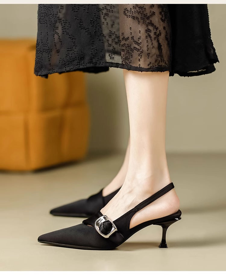 Damen Schlanke Slingback Pumps mit elegantem Riemen EB
