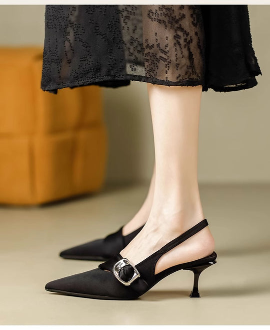 Damen Schlanke Slingback Pumps mit elegantem Riemen EB