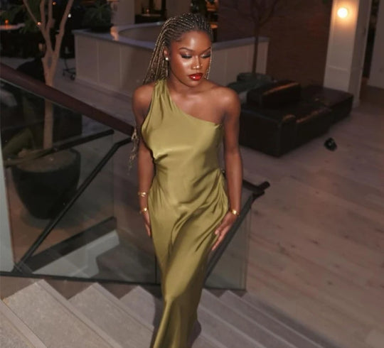 Damen Asymmetrisches Maxikleid im modischen Farbverlauf EB