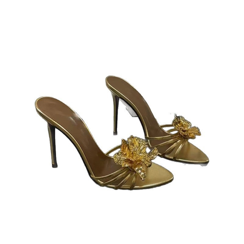 Damen elegante High Heels mit floralem Dekor EB