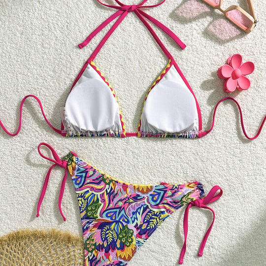 Damen Triangel-Bikini mit verspieltem Farbmuster EB