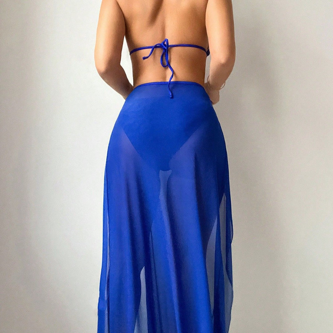 Damen sexy Bikini-Set mit transparentem Maxi-Rock EB