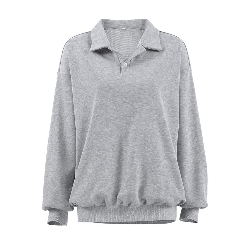 Damen Übergroßer Pullover mit Polokragen und lässigem Schnitt EB