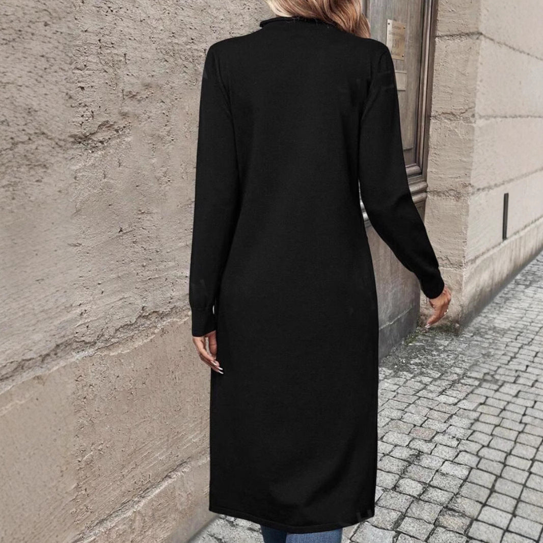 Damen elegantes Strickkleid mit seitlichen Schlitzen EB