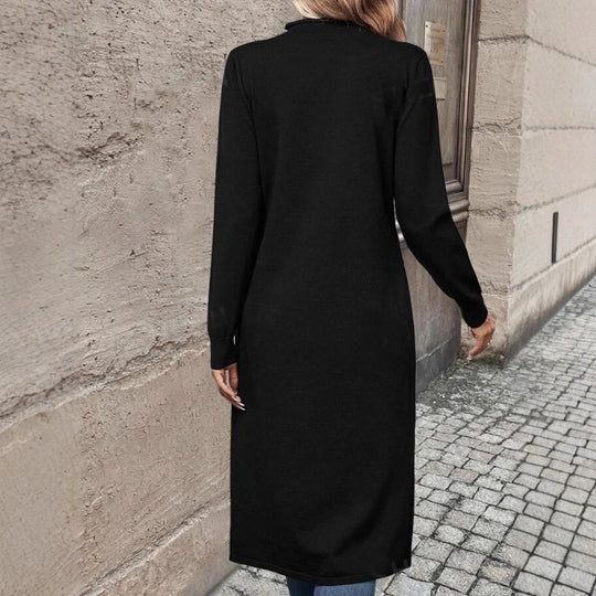 Damen elegantes Strickkleid mit seitlichen Schlitzen EB