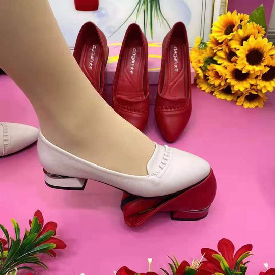 Damen elegante Ballerinas mit modischem Absatz und dezentem Design EB