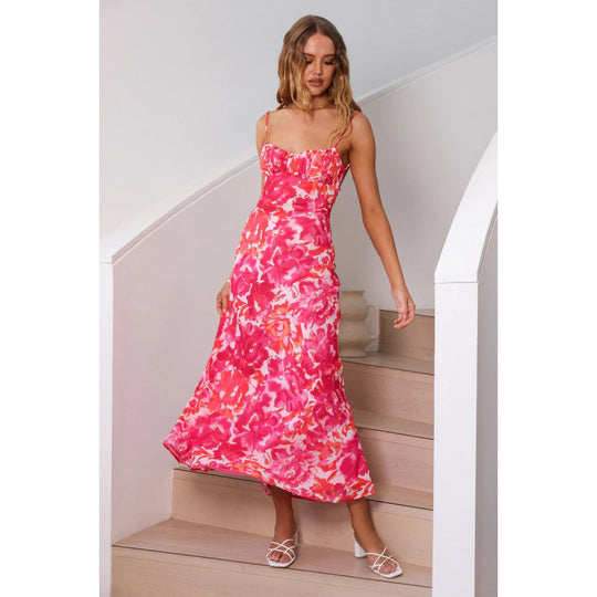 Damen Maxikleid mit Volantoberteil und verstellbaren Trägern EB