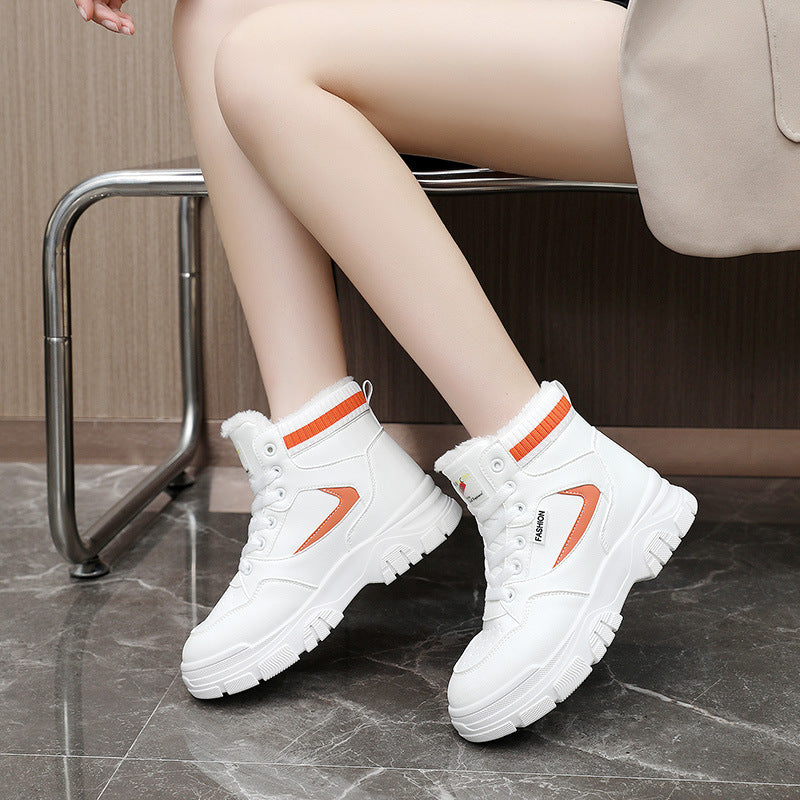 Damen modische High-Top Sneakers mit warmem Innenfutter und strapazierfähigem Obermaterial EB