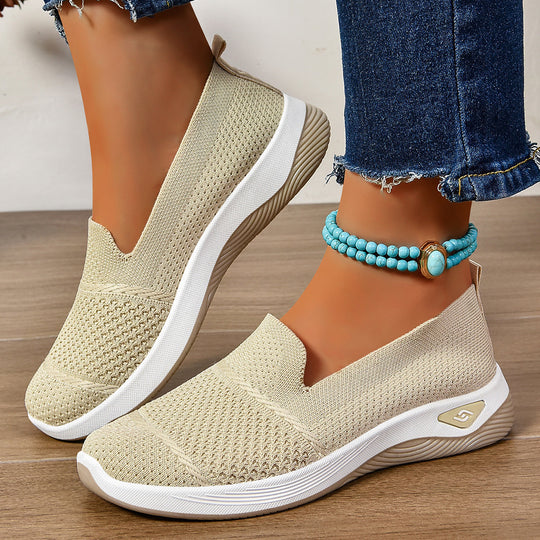 Damen Leichte Slip-On Freizeitschuhe mit atmungsaktiver Strickoberfläche EB