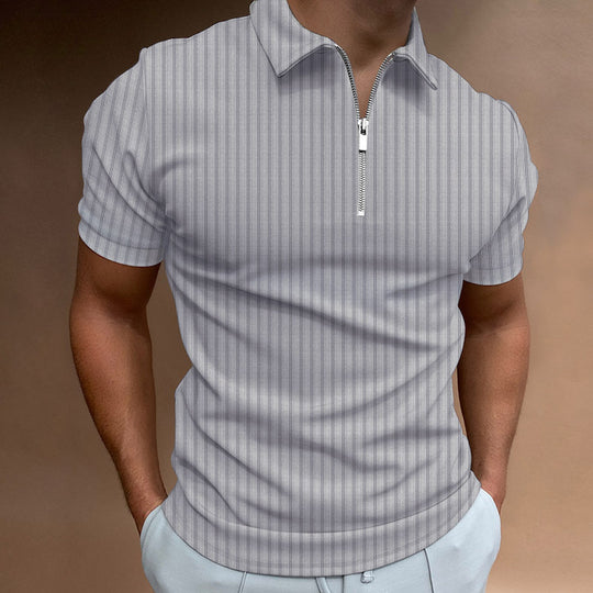 Herren Kurzarm Polo-Hemd mit Reißverschluss und strukturiertem Design EB