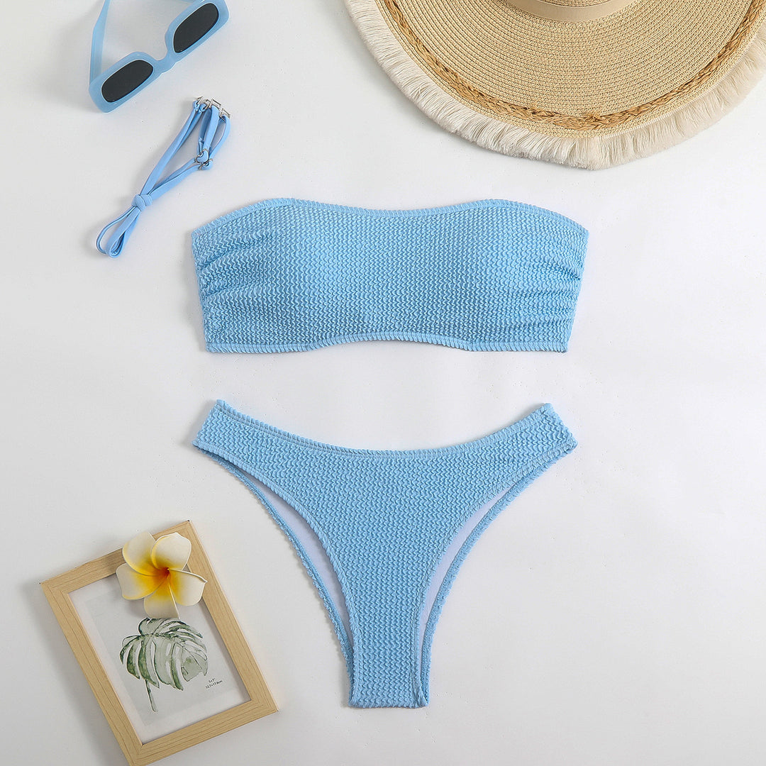 Damen Bandeau-Bikini-Set mit strukturiertem Oberteil und klassischem Schnitt EB
