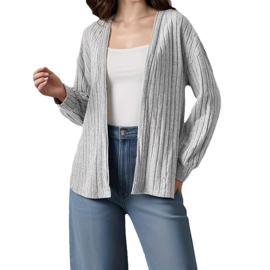 Damen Strickjacke mit vertikalem Rippmuster und bequemem Schnitt EB
