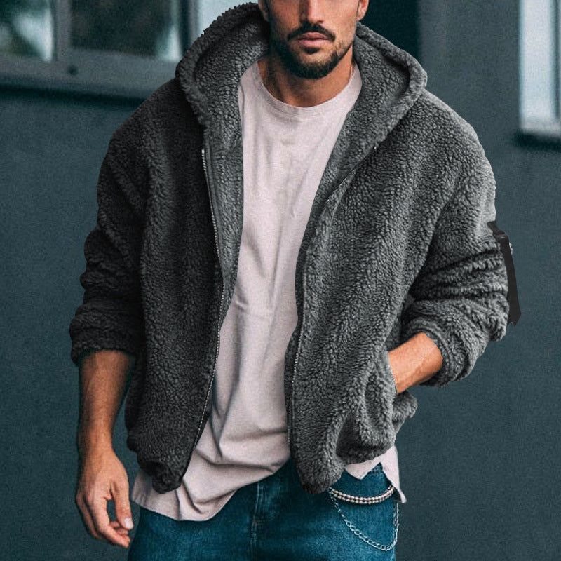 Herren Fleecejacke mit weichem Innenfutter und Kapuze EB