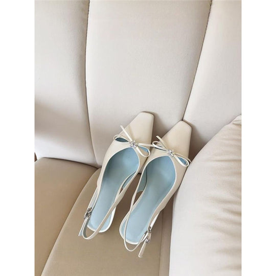 Damen Slingback Ballerinas mit zierlichem Schleifendetail EB