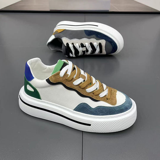 Damen modische Sneaker mit dämpfender Plattform und farblich abgesetzten Schnürsenkeln EB