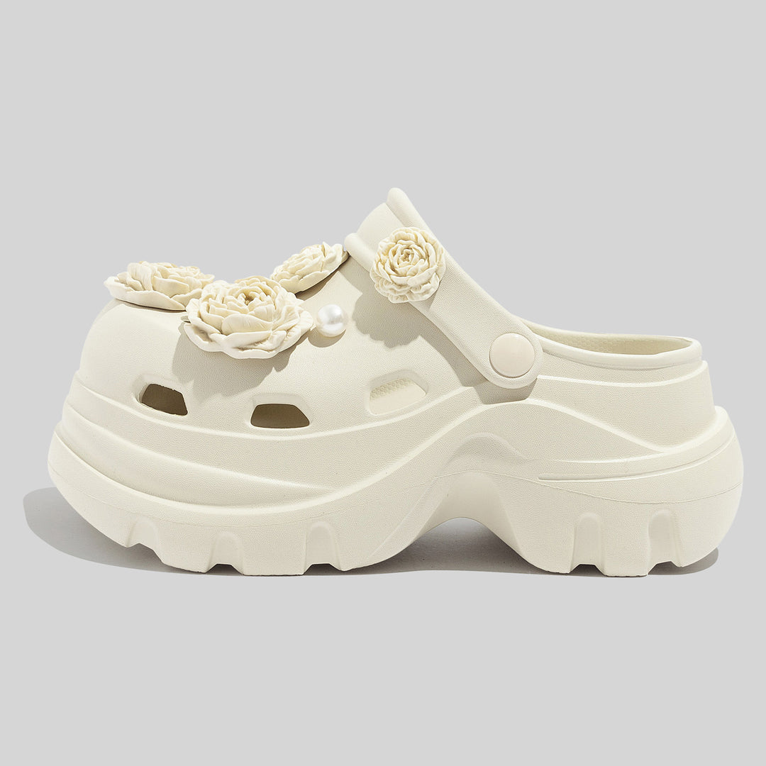 Damen Dekorative Clogs mit floralen Applikationen und rutschfester Sohle EB
