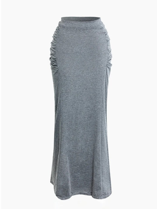 Damen Eleganter und figurumspielender Maxirock mit Rüschendetails EB