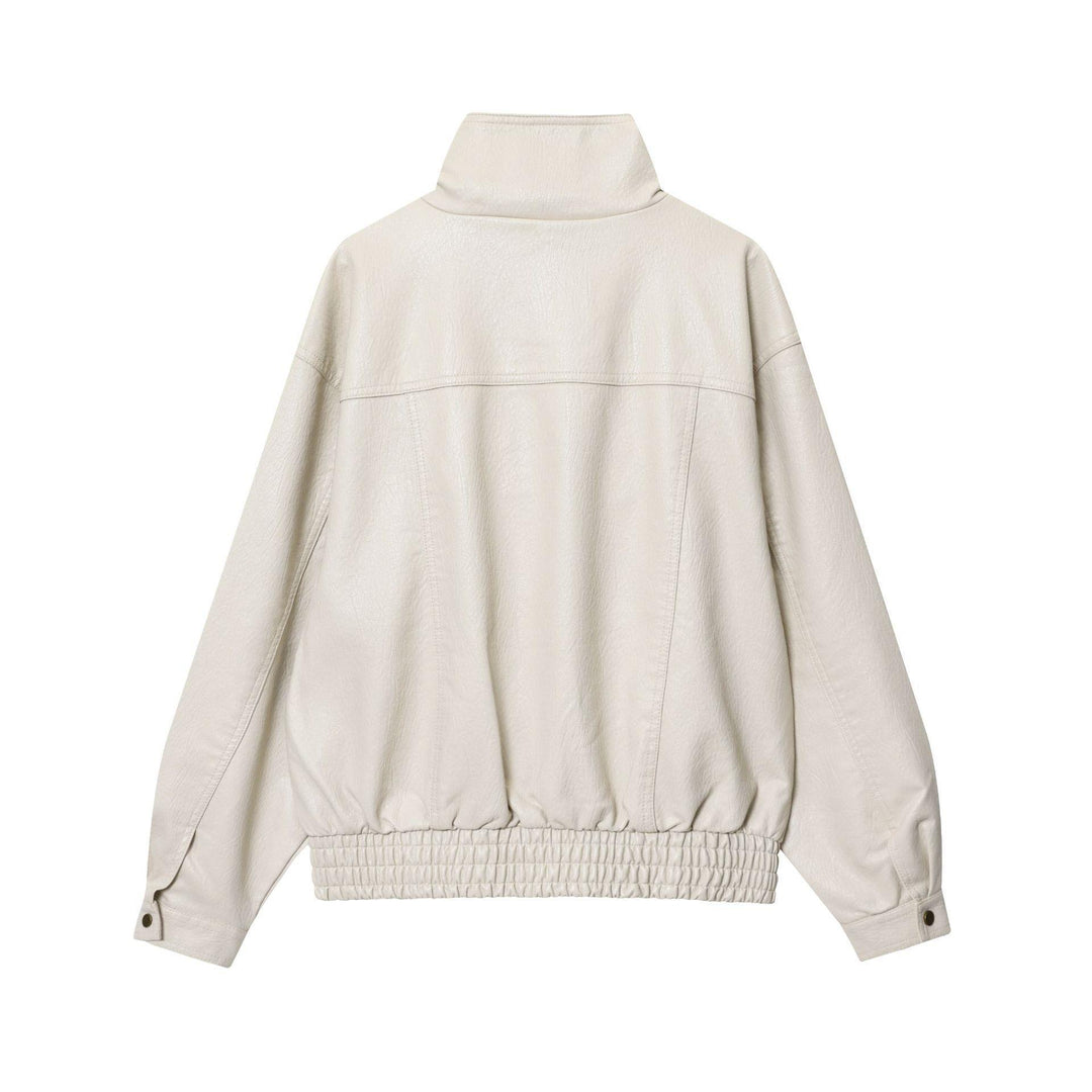 Damen Kunstlederjacke mit hohem Kragen und praktischen Taschen EB