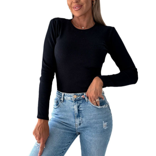 Damen Langarm-Shirt mit strukturierter Oberfläche und figurbetonter Passform EB