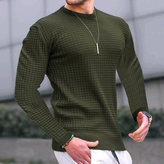 Herren eleganter Strickpullover mit strukturierter Oberfläche EB