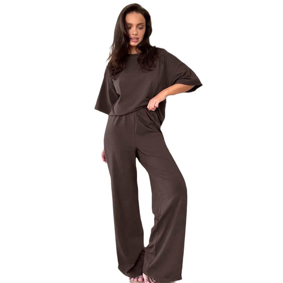 Damen lockeres Lounge-Set mit Knoten-Details und elastischer Taille EB