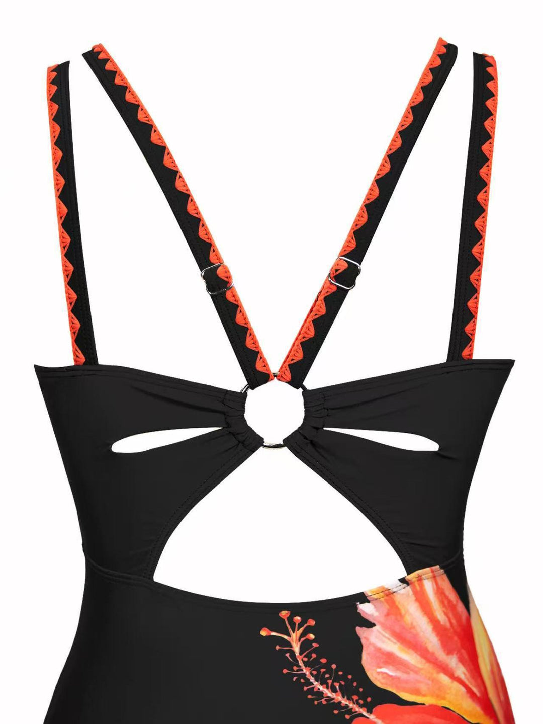 Damen Eleganter Badeanzug mit Blumenapplikationen EB