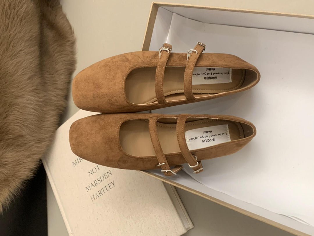 Damen Ballerina-Pantoletten mit modischem Riemchen und komfortablem Fußbett EB