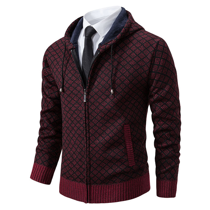Herren stylische Jacke mit modernem Wabenmuster und Kapuze EB
