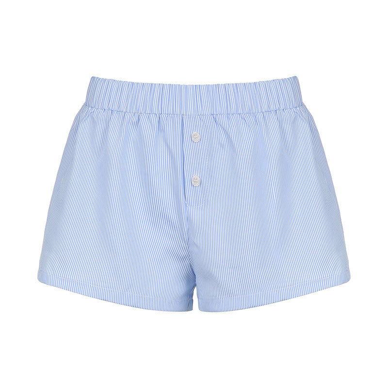 Damen bequeme Baumwollshorts mit Knopfdetails EB