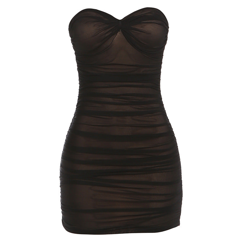 Damen Figurumspielendes Neckholder Kleid mit eleganten Rüschendetails EB