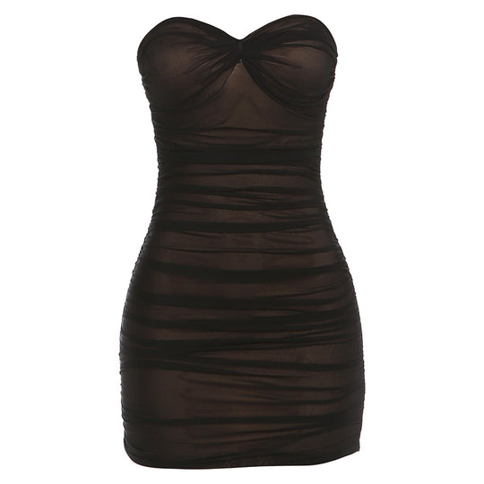 Damen Figurumspielendes Neckholder Kleid mit eleganten Rüschendetails EB