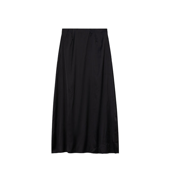 Damen Bodenlanger Satin Maxi-Rock EB