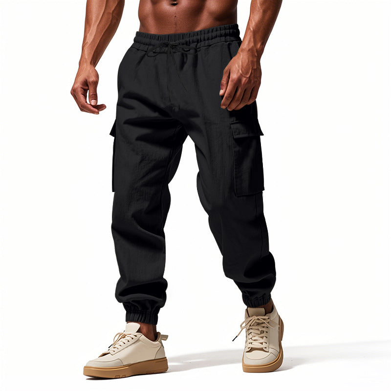 Herren Utility-Cargo-Jogger mit elastischem Bund, Kordelzug und großem Seitentaschen‑Panel EB
